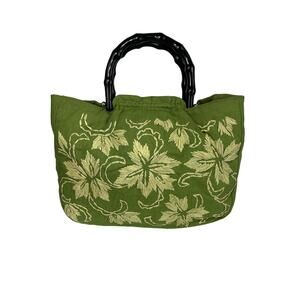 Forever By Fossil Floral Embroidered Faux Bamboo Handle Bag